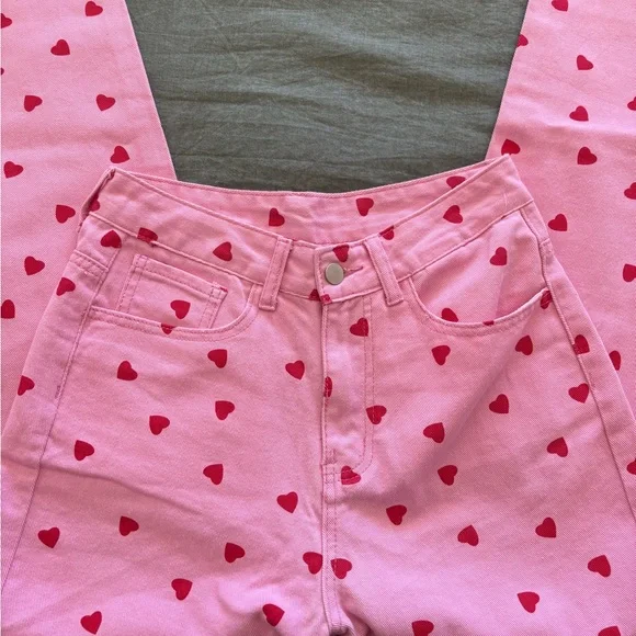SHEIN Pink Heart High Rise Jeans - Picture 9 of 13